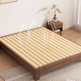 Modish Walnut Queen Rectangle Pine Wood Panel Bed Frame Image - 11