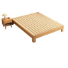 Modish Walnut Queen Rectangle Pine Wood Panel Bed Frame Image - 2