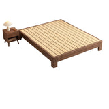 Modish Walnut Queen Rectangle Pine Wood Panel Bed Frame Image - 3