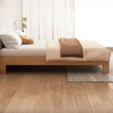 Modish Walnut Queen Rectangle Pine Wood Panel Bed Frame Image - 5