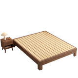 Modish Walnut Queen Rectangle Pine Wood Panel Bed Frame Image - 7