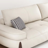 Modish White Anti Cat Scratch Leather Pillow Back Sofa Image - 8