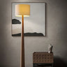 Modish White Cylinder Walnut Metal LED Floor Lamp Image - 1