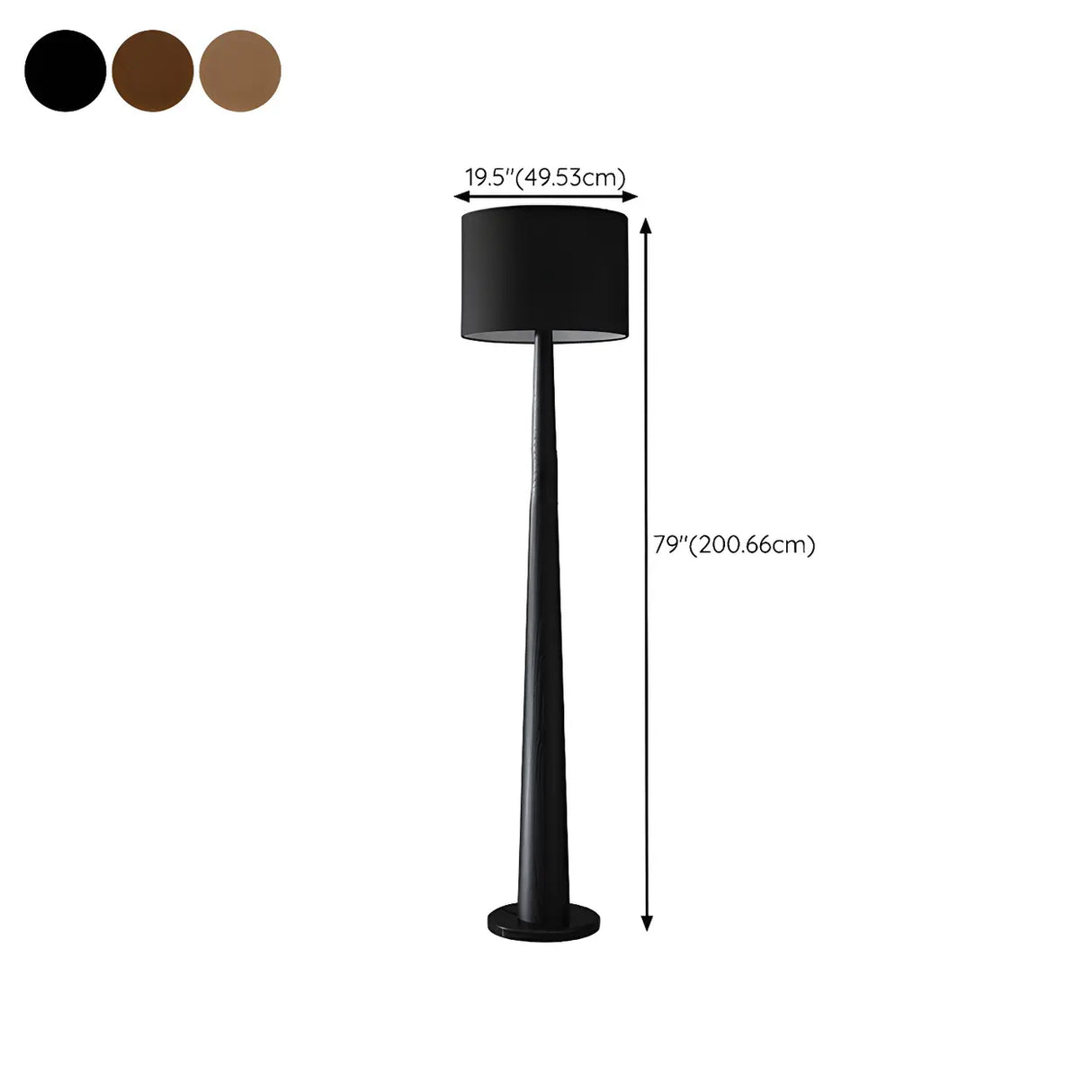 Modish White Cylinder Walnut Metal LED Floor Lamp Image - 12
