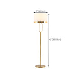 Modish White Drum Shade Gold Metal LED Floor Lamp #size
