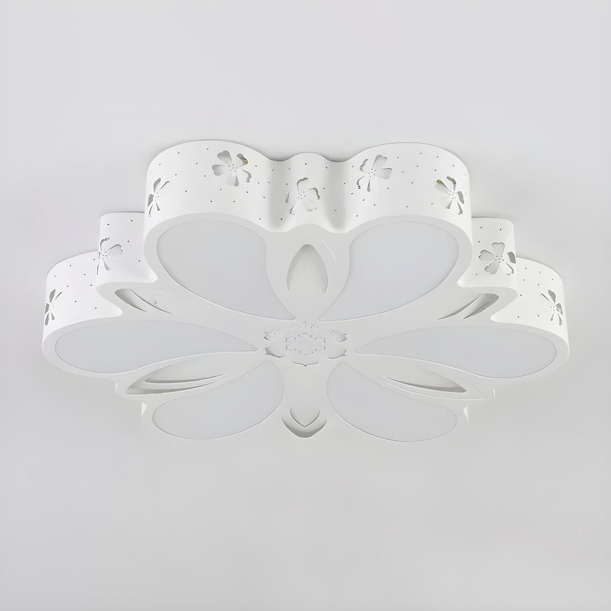 Modish White Flower Small LED Flush Mount Ceiling Light Image - 4