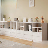 Modish White Horizontal Rectangle Wood Storage Bookcase Image - 1