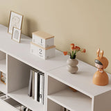 Modish White Horizontal Rectangle Wood Storage Bookcase Image - 19
