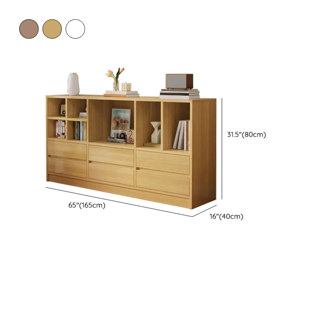 Modish White Horizontal Rectangle Wood Storage Bookcase Image - 22