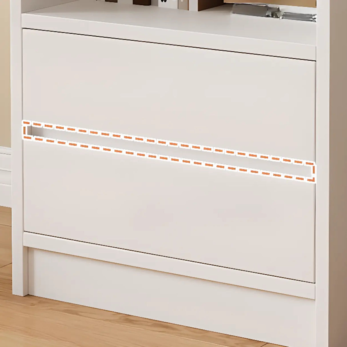Modish White Horizontal Rectangle Wood Storage Bookcase Image - 8