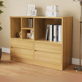 Modish White Horizontal Rectangle Wood Storage Bookcase Image - 9
