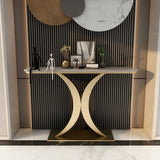 Modish White Marble Top Curved Metal Console Table Image - 3