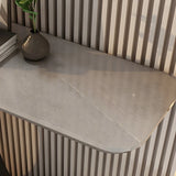 Modish White Marble Top Curved Metal Console Table Image - 6