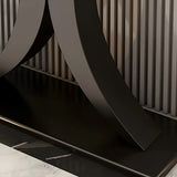 Modish White Marble Top Curved Metal Console Table Image - 7