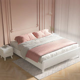 Modish White Queen Rectangular Wood Panel Bed Frame Image - 1