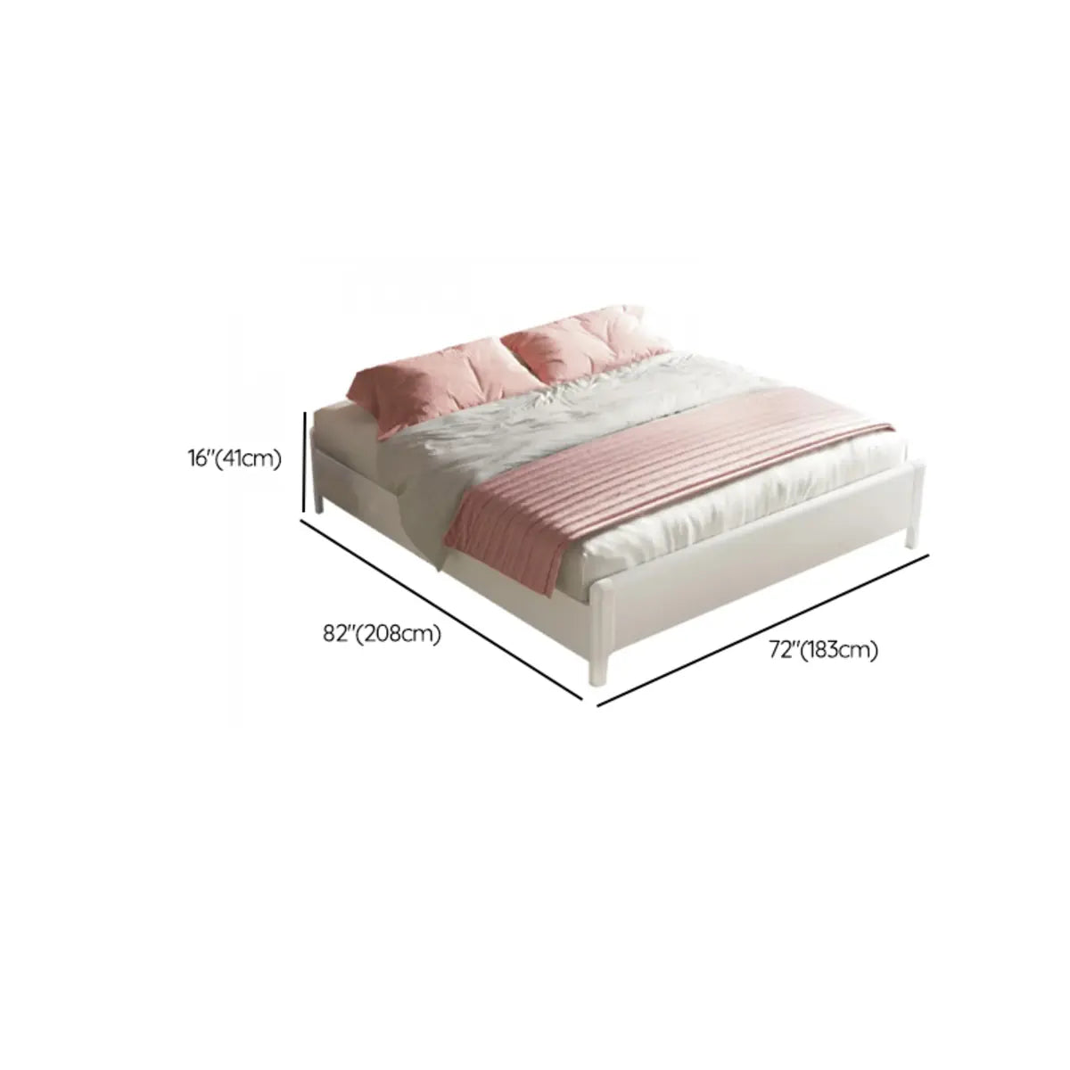 Modish White Queen Rectangular Wood Panel Bed Frame Image - 11
