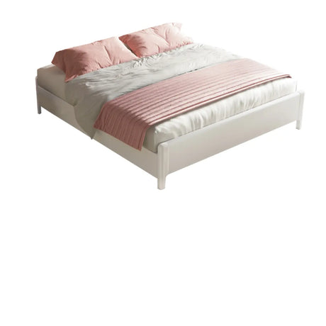 Modish White Queen Rectangular Wood Panel Bed Frame Image - 2