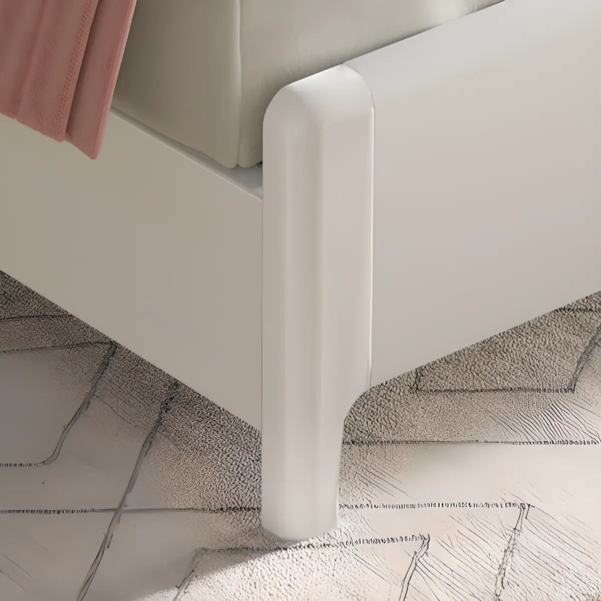 Modish White Queen Rectangular Wood Panel Bed Frame Image - 4