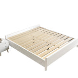 Modish White Queen Rectangular Wood Panel Bed Frame Image - 6