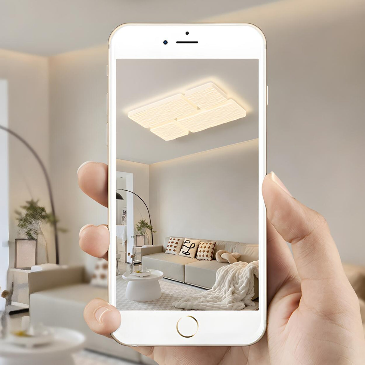 Modish White Rectangular Flush Mount Light 4-Light Image - 14