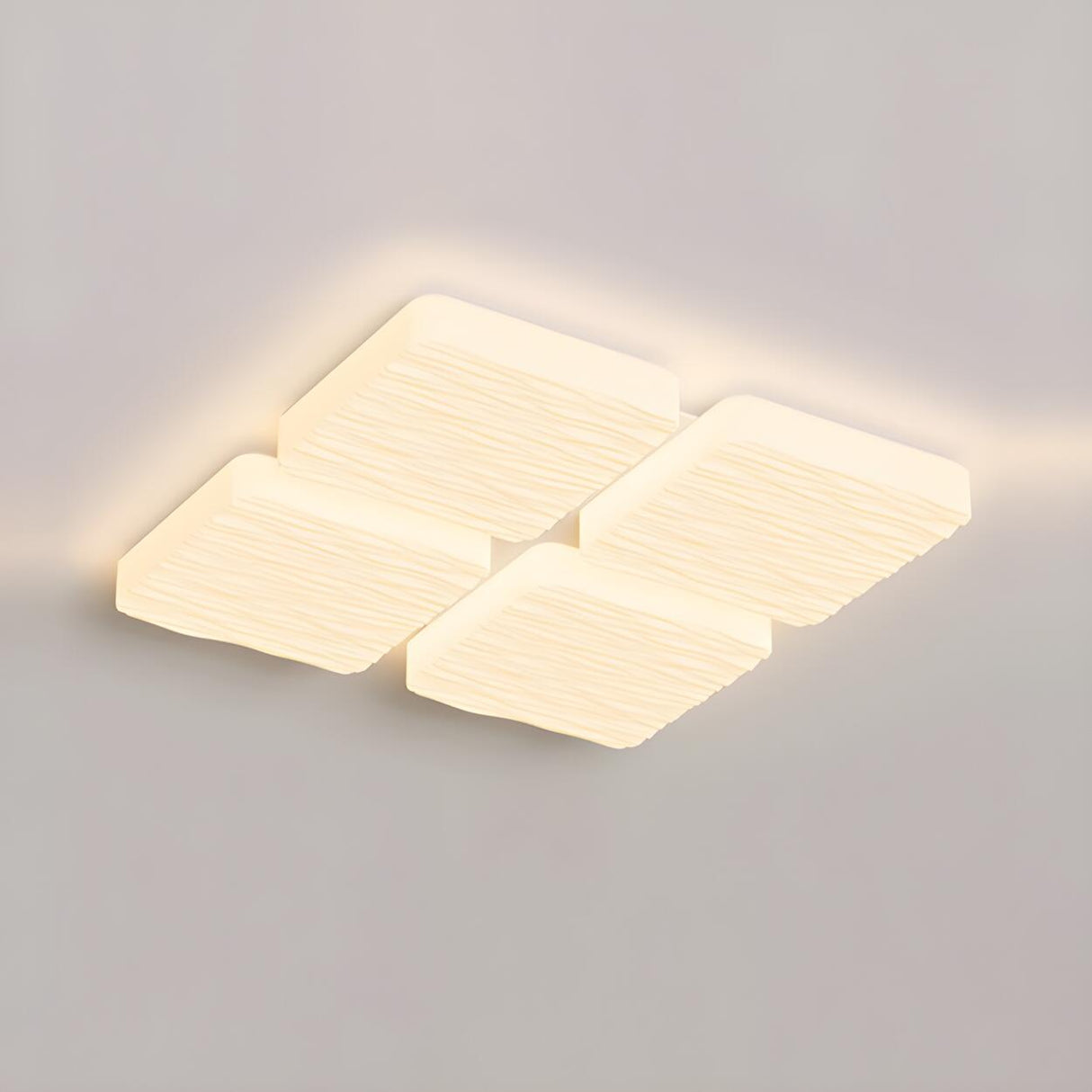 Modish White Rectangular Flush Mount Light 4-Light Image - 3