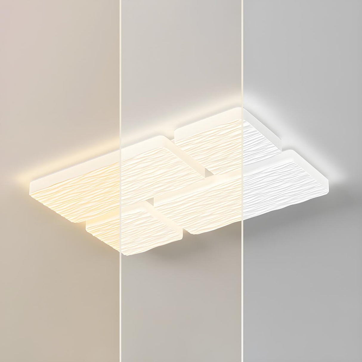 Modish White Rectangular Flush Mount Light 4-Light Image - 9