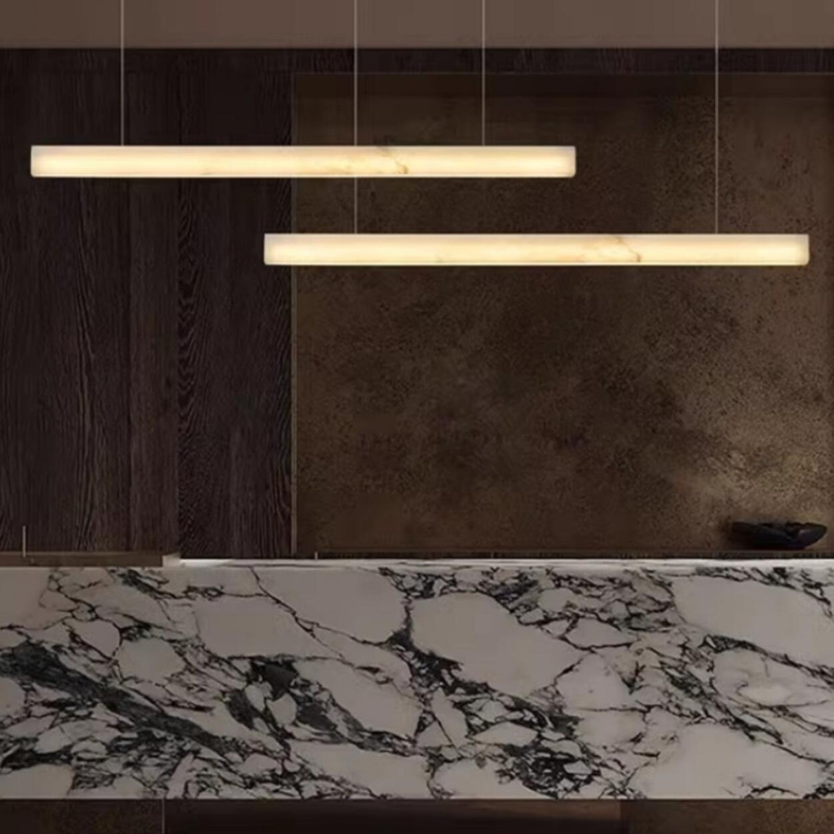 Modish White Rectangular Kitchen Island Pendant Light Image - 3