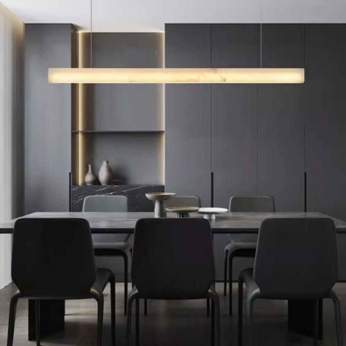 Modish White Rectangular Kitchen Island Pendant Light Image - 4