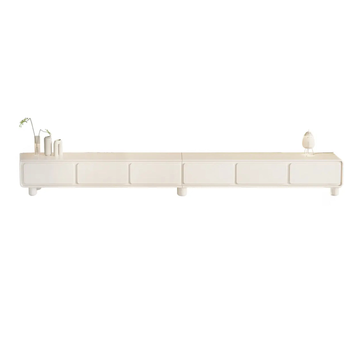 Modish White Wooden Rectangular Drawers TV Stand Image - 6