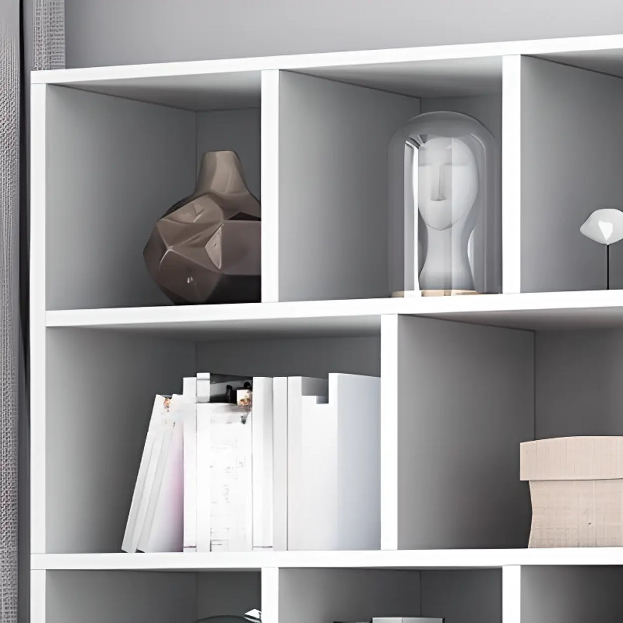 Modish Wood Rectangular Closed Display Bookcase White Image - 10