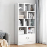 Modish Wood Rectangular Closed Display Bookcase White Image - 27