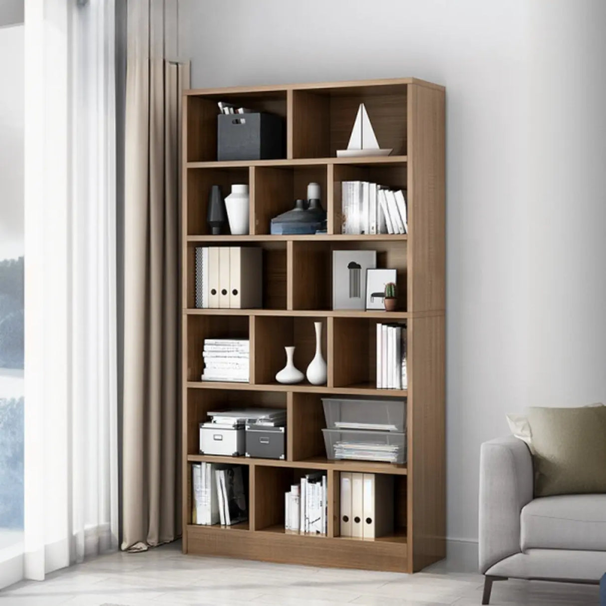 Modish Wood Rectangular Closed Display Bookcase White Image - 11