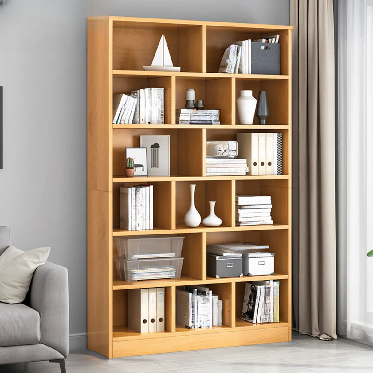 Modish Wood Rectangular Closed Display Bookcase White Image - 13
