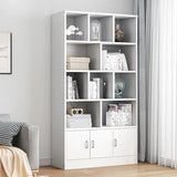 Modish Wood Rectangular Closed Display Bookcase White Image - 30