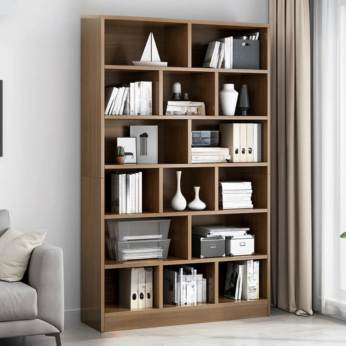 Modish Wood Rectangular Closed Display Bookcase White Image - 14