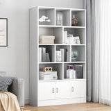 Modish Wood Rectangular Closed Display Bookcase White Image - 33