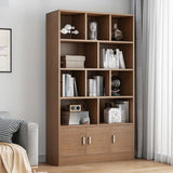 Modish Wood Rectangular Closed Display Bookcase White Image - 35