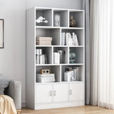 Modish Wood Rectangular Closed Display Bookcase White Image - 18
