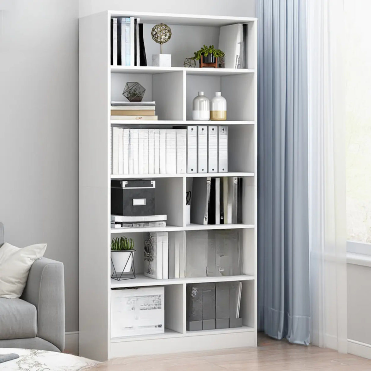 Modish Wood Rectangular Closed Display Bookcase White Image - 2