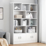 Modish Wood Rectangular Closed Display Bookcase White Image - 38