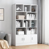 Modish Wood Rectangular Closed Display Bookcase White Image - 21