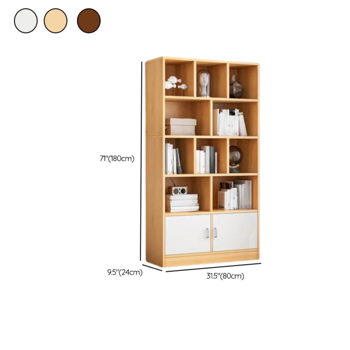 Modish Wood Rectangular Closed Display Bookcase White Image - 41