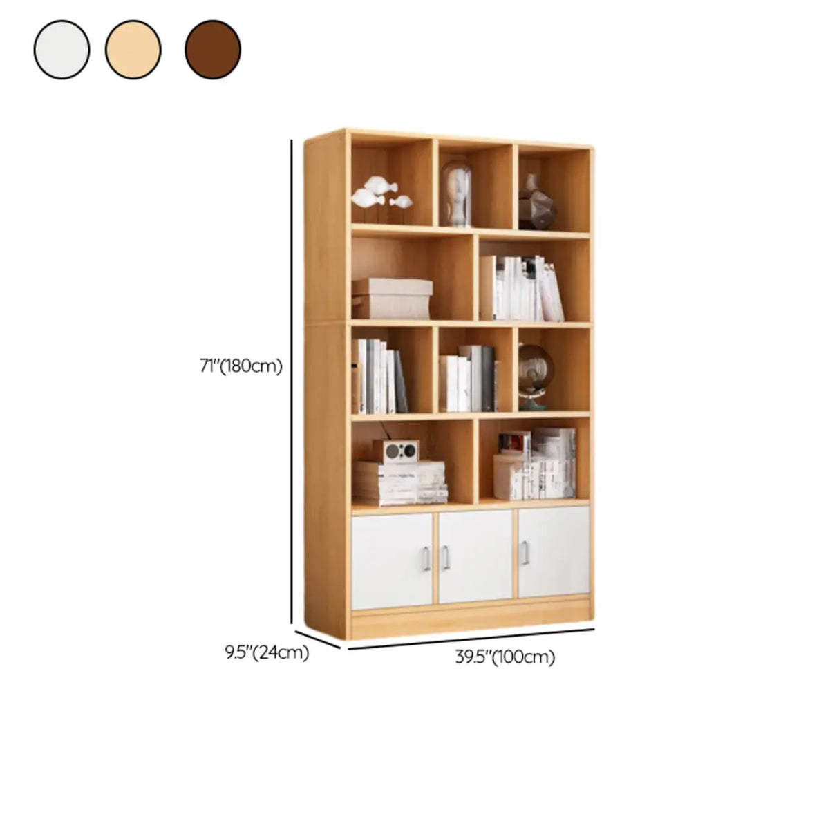 Modish Wood Rectangular Closed Display Bookcase White Image - 43