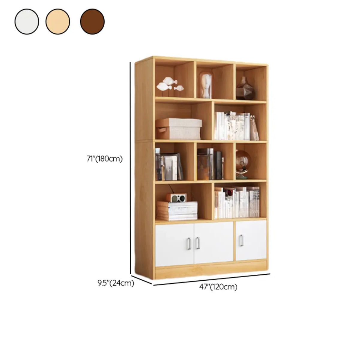 Modish Wood Rectangular Closed Display Bookcase White Image - 44