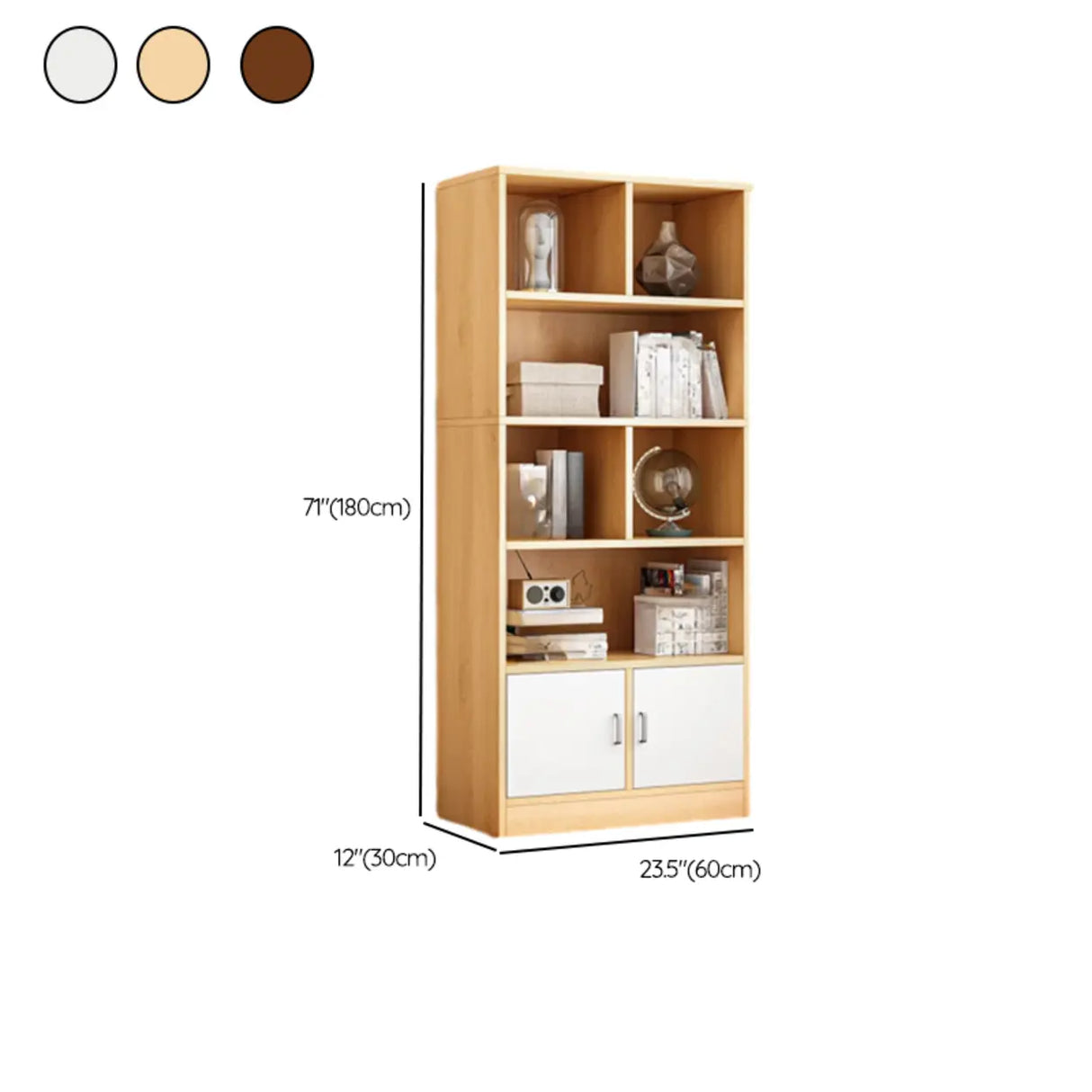 Modish Wood Rectangular Closed Display Bookcase White Image - 45