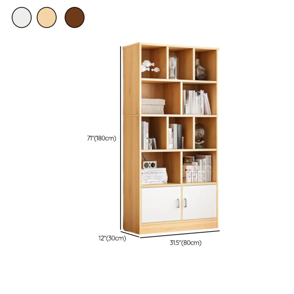 Modish Wood Rectangular Closed Display Bookcase White Image - 46