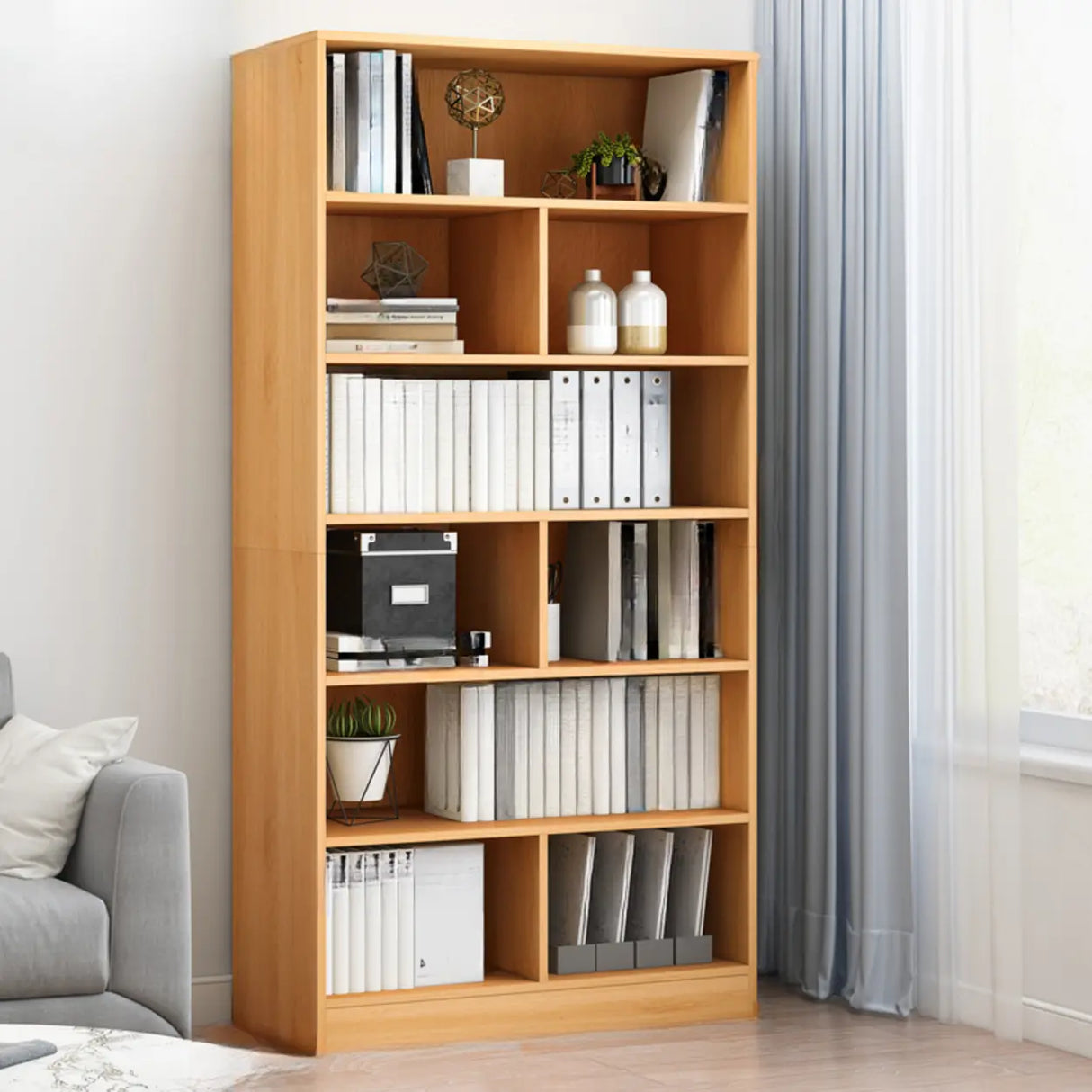 Modish Wood Rectangular Closed Display Bookcase White Image - 3