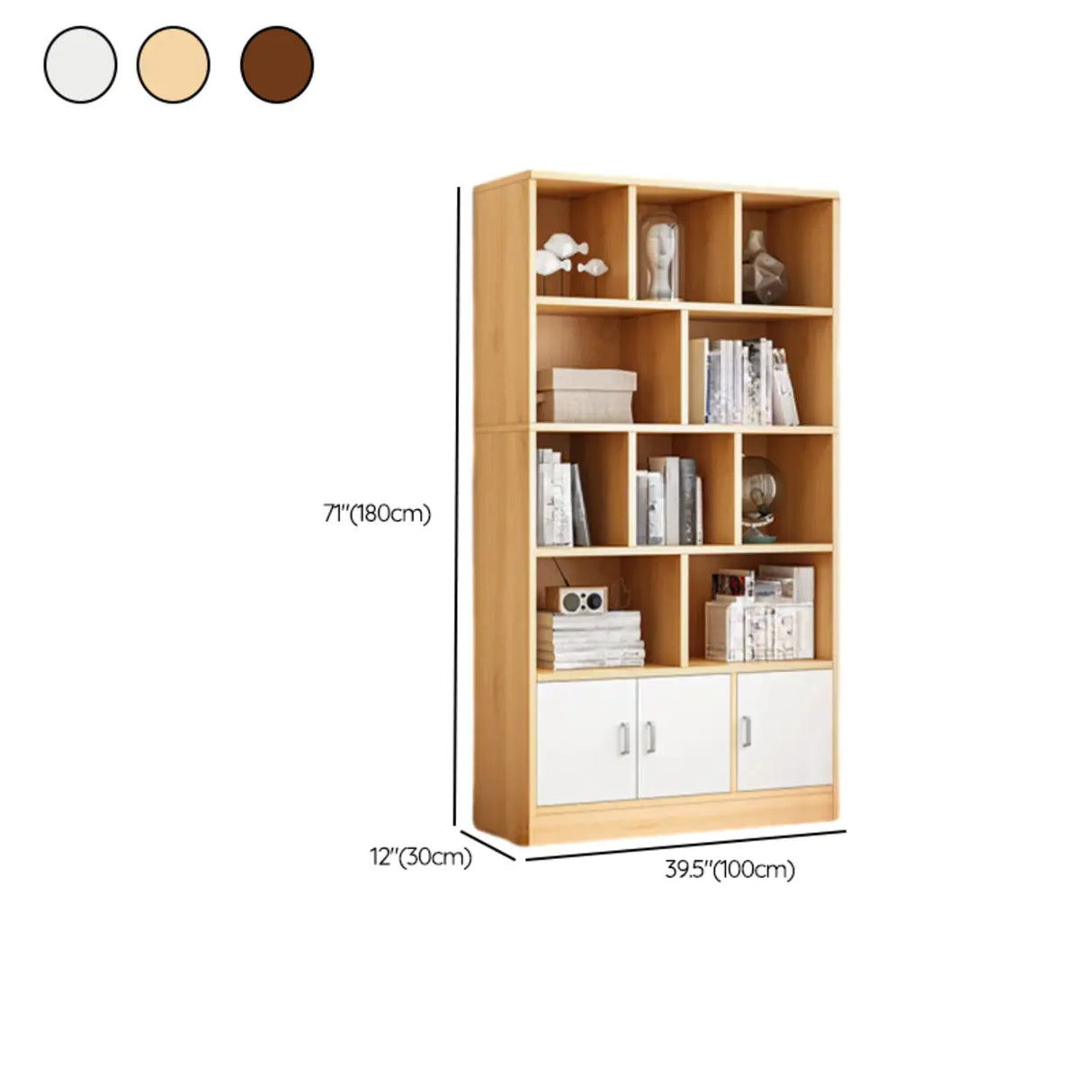 Modish Wood Rectangular Closed Display Bookcase White Image - 47