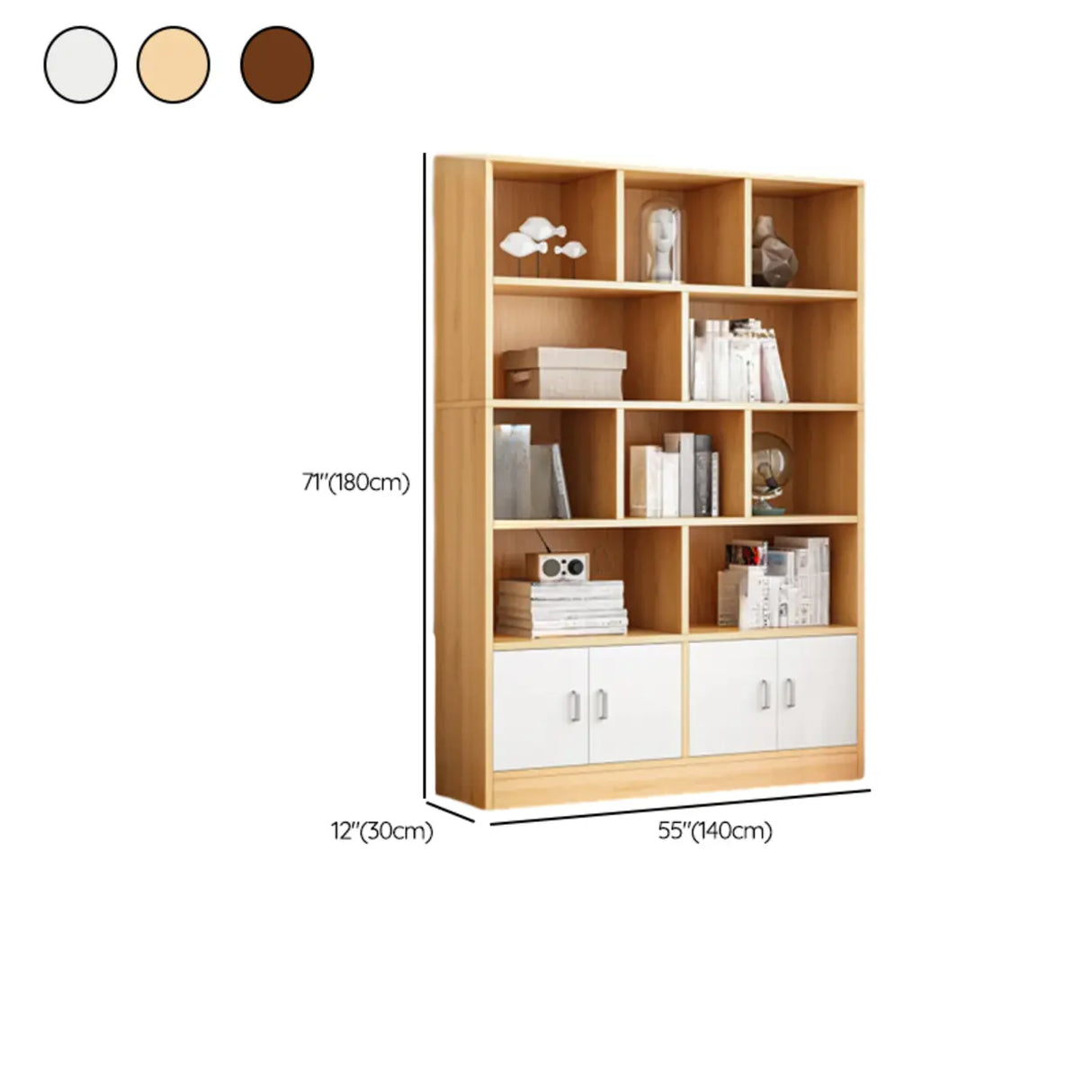 Modish Wood Rectangular Closed Display Bookcase White Image - 49
