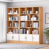 Modish Wood Rectangular Closed Display Bookcase White Image - 4